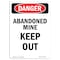 Signmission OSHA Danger Sign, 14" Height, Rigid Plastic, Portrait Abandoned Mine Keep Out, Portrait OS-DS-P-1014-V-1886 - alternate 1